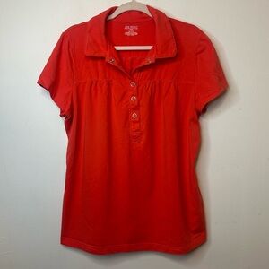 Lane Bryant Women’s Hot Pink Collared Polo Size 18 / 20 Silver Snaps